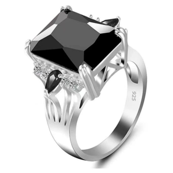 Fashion Electroplated Alloy Ring With Purple Rectangular And Teardrop Zircon Star Pattern For Women