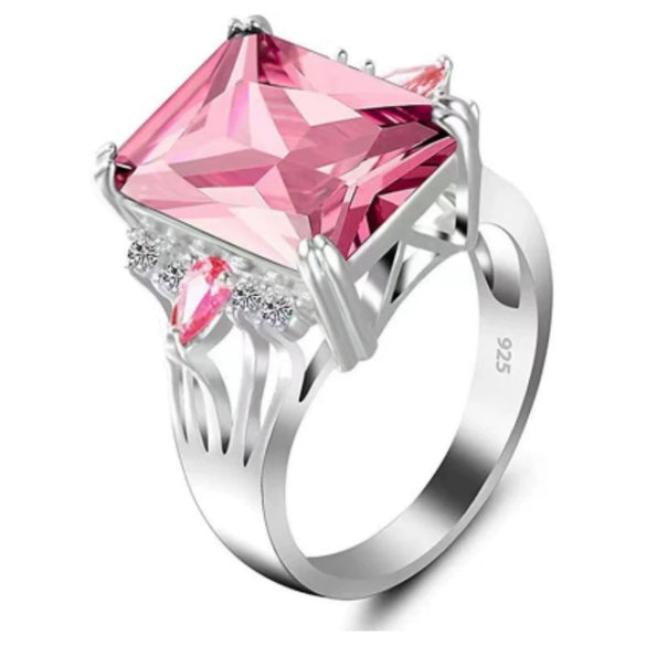 Fashion Electroplated Alloy Ring With Purple Rectangular And Teardrop Zircon Star Pattern For Women