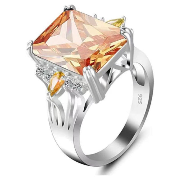 Fashion Electroplated Alloy Ring With Purple Rectangular And Teardrop Zircon Star Pattern For Women