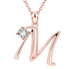 Fashion Electroplated Metal Letter Pendant Necklace With Clear Stone Inlay Alphabet Jewelry