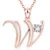 Fashion Electroplated Metal Letter Pendant Necklace With Clear Stone Inlay Alphabet Jewelry
