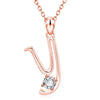 Fashion Electroplated Metal Letter Pendant Necklace With Clear Stone Inlay Alphabet Jewelry