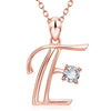 Fashion Electroplated Metal Letter Pendant Necklace With Clear Stone Inlay Alphabet Jewelry