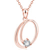 Fashion Electroplated Metal Letter Pendant Necklace With Clear Stone Inlay Alphabet Jewelry