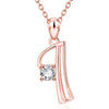 Fashion Electroplated Metal Letter Pendant Necklace With Clear Stone Inlay Alphabet Jewelry
