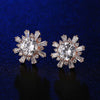 Fashion Electroplated Sunflower And Daisy Flower Earrings With Full Zircon Cartoon Style Earrings For Women