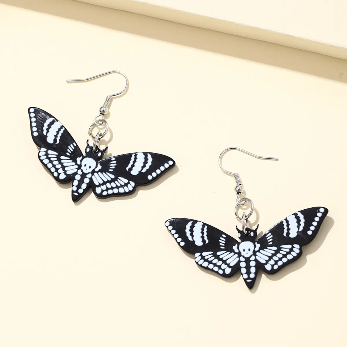 Fashion Elegant Acrylic Dark Butterfly Black Skull Earrings Female