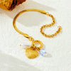 Fashion Elegant Allmatch Goldplated Love Square White Bei Pearl Water Drop Pendant Irregular Stainless Steel Bracelet With Heart Shape Star Geometric Patterns Electroplated