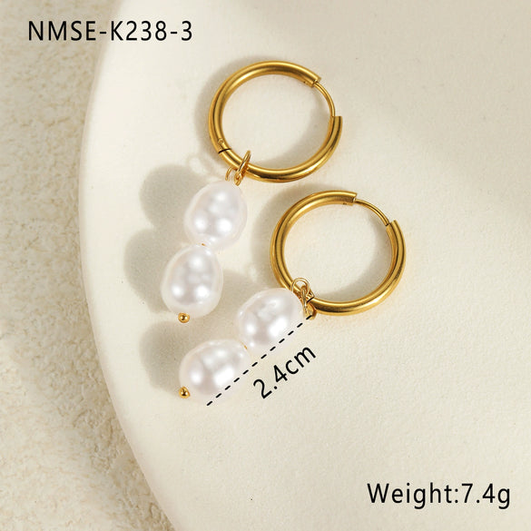 Fashion Elegant Baroque Style Alien Imitation Pearl Stainless Steel Electroplated Geometric Jewelry Bracelet Earrings For Women
