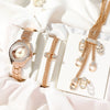 Fashion Elegant Diamondencrusted Alloy Band Rose Gold Quartz Watch For Female