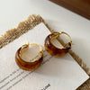Fashion Elegant French Amber Earrings Light Luxury Highend Retro Brown U Shape Plastic Resin Earrings For Women