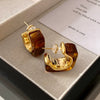 Fashion Elegant French Amber Earrings Light Luxury Highend Retro Brown U Shape Plastic Resin Earrings For Women