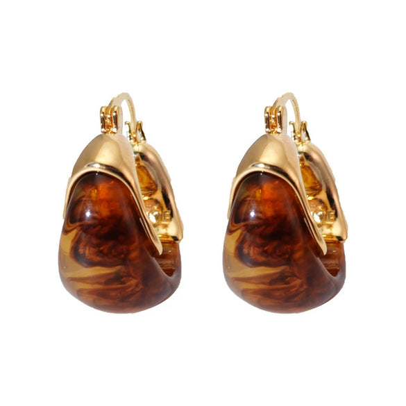 Fashion Elegant French Amber Earrings Light Luxury Highend Retro Brown U Shape Plastic Resin Earrings For Women