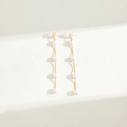 Fashion Geometric Beaded Metal Earrings