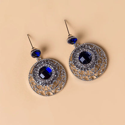 Fashion Elegant Hollow Rhinestone Inlaid Alloy Earrings Wholesale