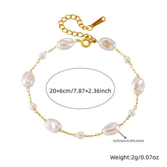 Fashion Elegant Ladies Stainless Steel Pearl Chain Accessories Necklace Bracelet With Electroplating
