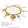 Fashion Elegant Light Luxury Hand Jewelry Stainless Steel 18K Gold Plated Love Heart Shape Butterfly Pendant Bracelet With Electroplating