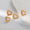 Fashion Elegant Love Pearl Stainless Steel Heartshaped Electroplated Women's Jewelry Earrings