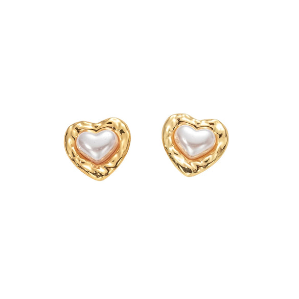 Fashion Elegant Love Pearl Stainless Steel Heartshaped Electroplated Women's Jewelry Earrings