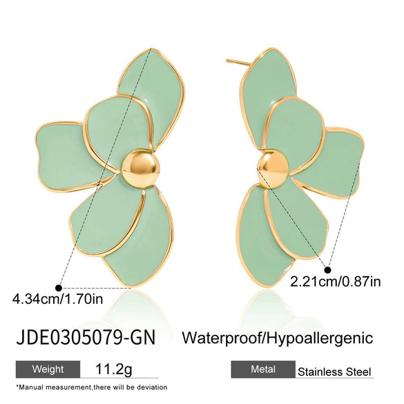 Fashion Elegant Nonfading Petal Flower Stainless Steel Earrings With Electroplating