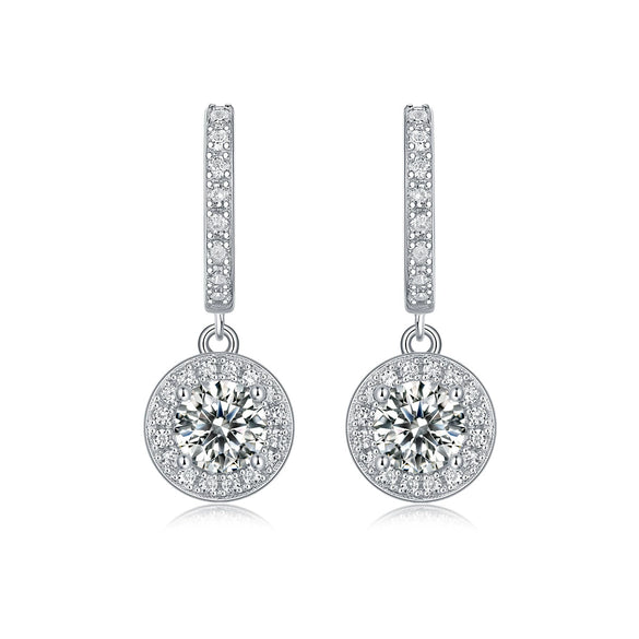 Fashion Elegant 925 Sterling Silver Geometric Moissanite Women's Earrings