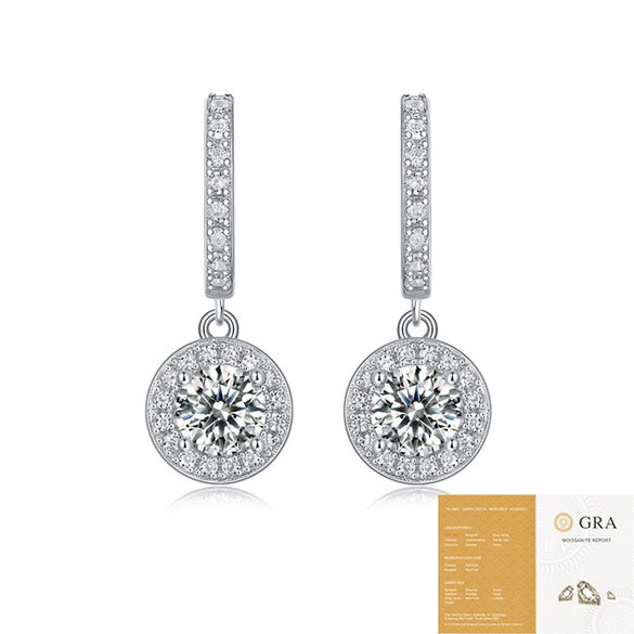 Fashion Elegant 925 Sterling Silver Geometric Moissanite Women's Earrings