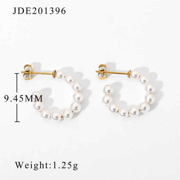 Fashion Elegant Women's Cshaped Stainless Steel Earrings With Geometric Design And Electroplating