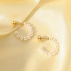 Fashion Elegant Women's Cshaped Stainless Steel Earrings With Geometric Design And Electroplating