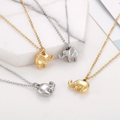 Fashion Elephant Titanium Steel Plating Pendant Necklace 1 Piece