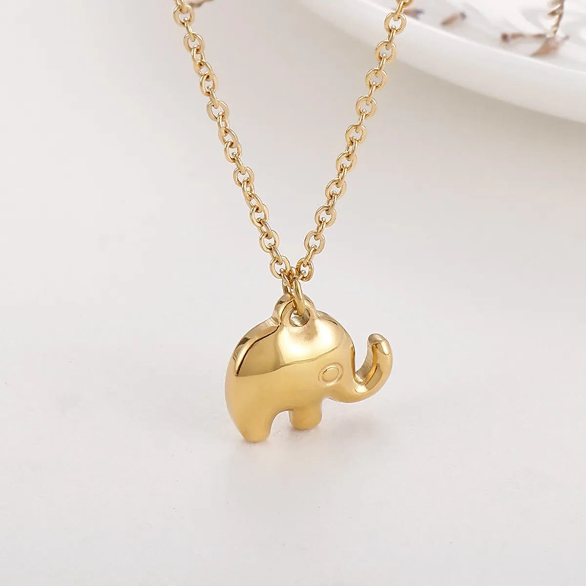 Fashion Elephant Titanium Steel Plating Pendant Necklace 1 Piece