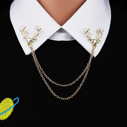 Fashion Elk Zinc Chain Unisex Collar Pin