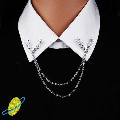 Fashion Elk Zinc Chain Unisex Collar Pin