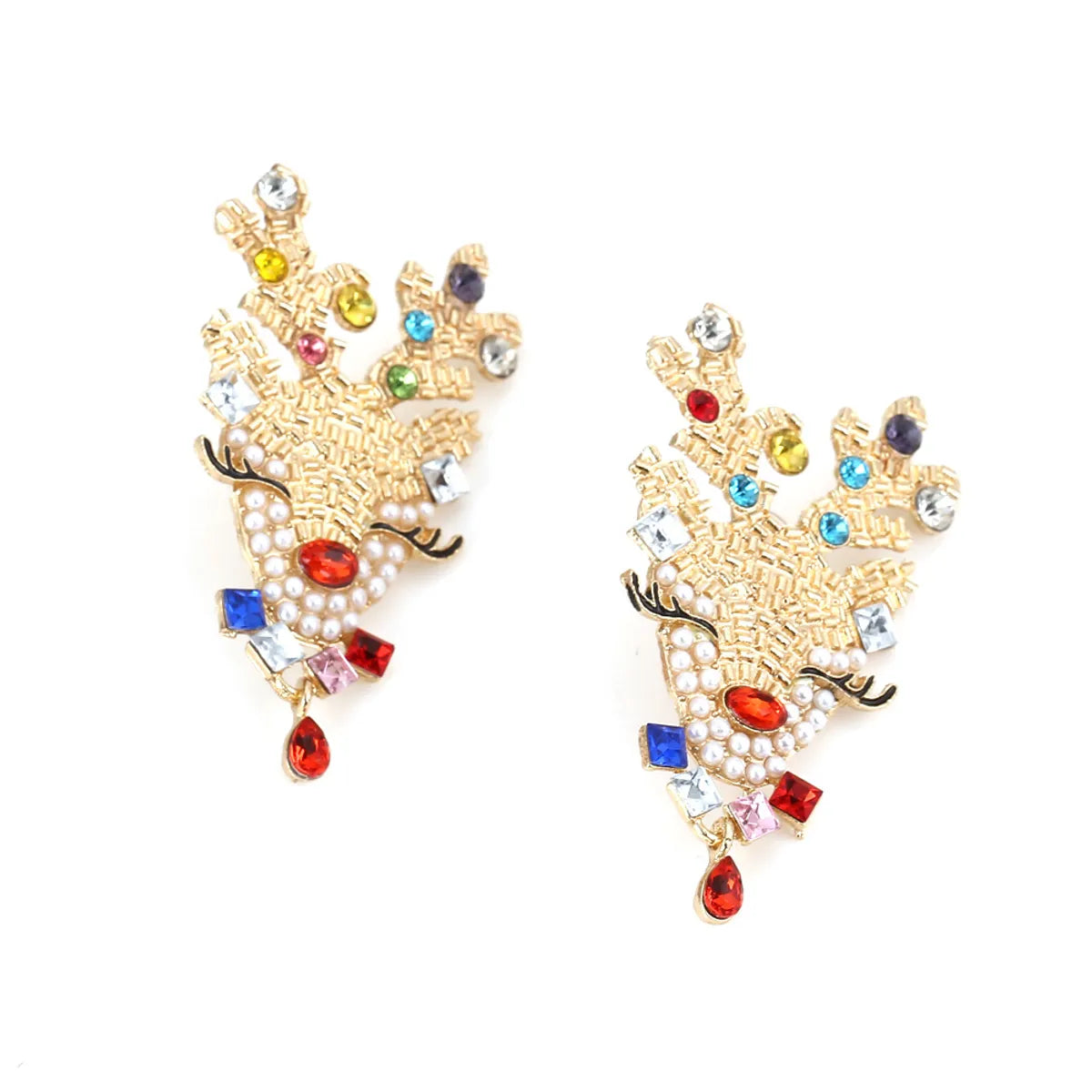 Fashion Elk Imitation Pearl Alloy Rhinestone Women's Earrings 1 Pair