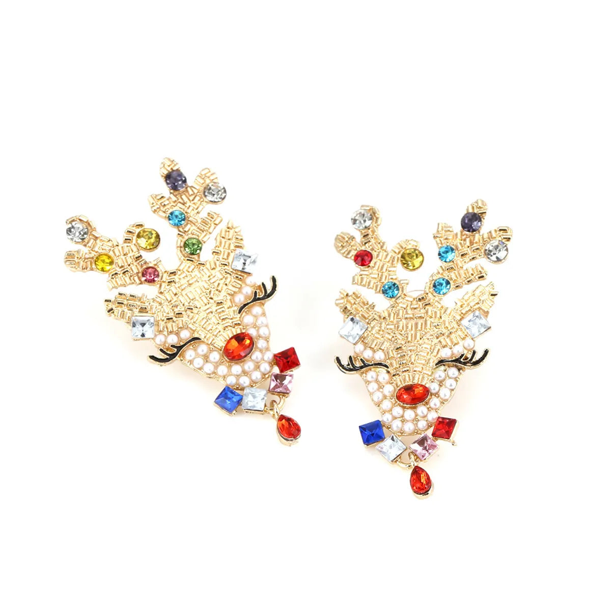 Fashion Elk Imitation Pearl Alloy Rhinestone Women's Earrings 1 Pair