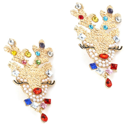 Fashion Elk Imitation Pearl Alloy Rhinestone Women's Earrings 1 Pair