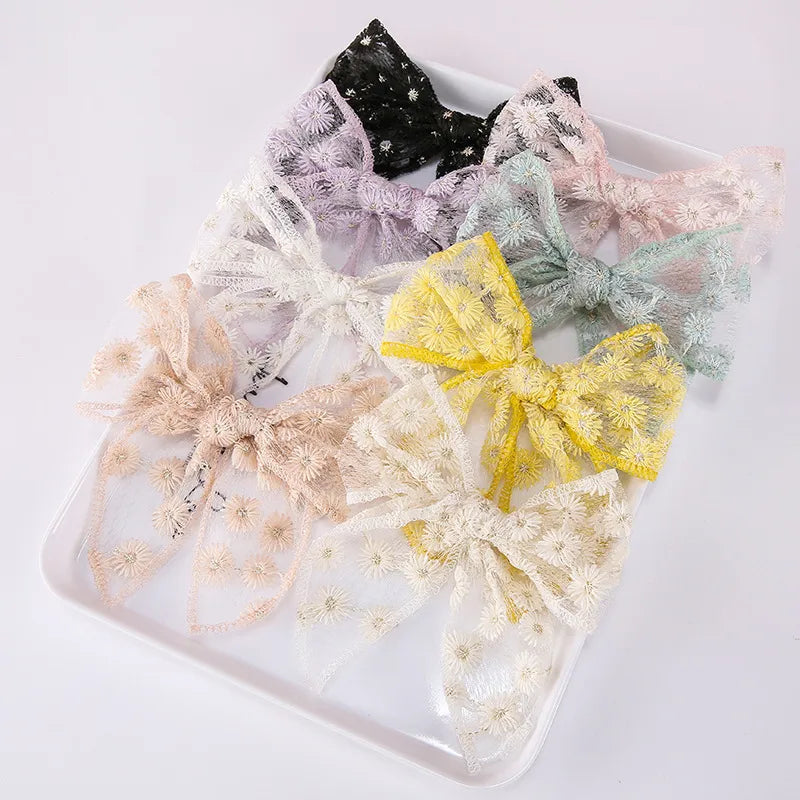 Fashion Embroidery Printing Children'S Bow Cute Swallowtail Knotted Hairpin