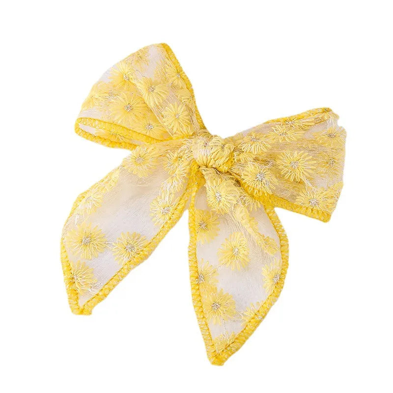 Fashion Embroidery Printing Children'S Bow Cute Swallowtail Knotted Hairpin