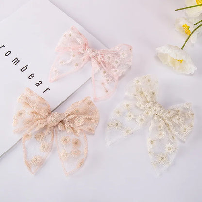 Fashion Embroidery Printing Children'S Bow Cute Swallowtail Knotted Hairpin