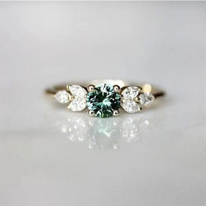 Fashion Emerald Diamond Copper Ring Wedding Ring Women's Engagement Jewelry