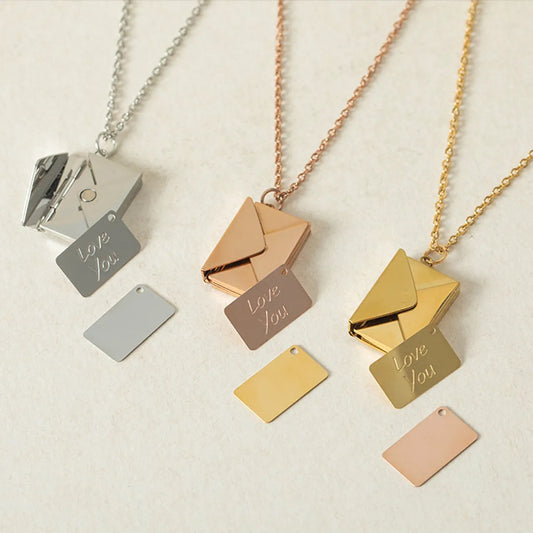 Fashion Envelope Stainless Steel Titanium Steel Plating Pendant Necklace