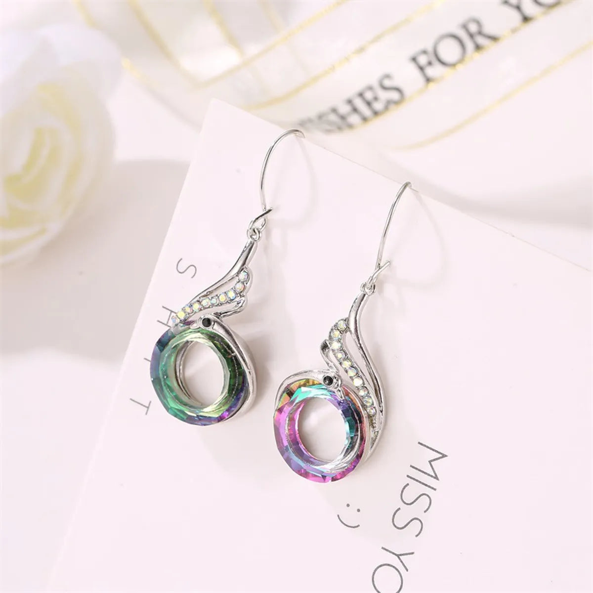 Fashion Ethnic Style Colorful Crystal Peacock Gradient Earrings Creative Jewelry Wholesale Gooddiy