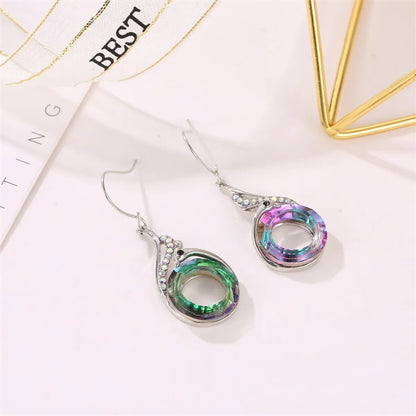 Fashion Ethnic Style Colorful Crystal Peacock Gradient Earrings Creative Jewelry Wholesale Gooddiy