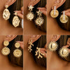 Fashion Exaggerate Alloy Fivepointed Star Sun Flower Electroplated Hammered Imitation Pearl Women's Earrings
