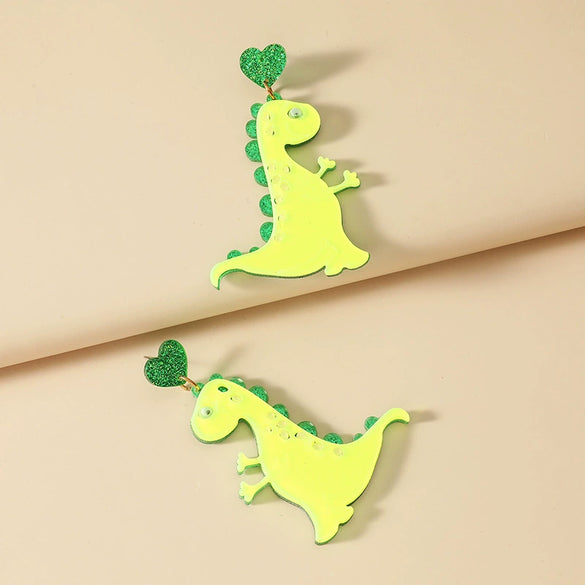 Fashion Exaggerated Acrylic Dinosaur Earrings Retro Creative Cute Animal Shape Earrings For Women