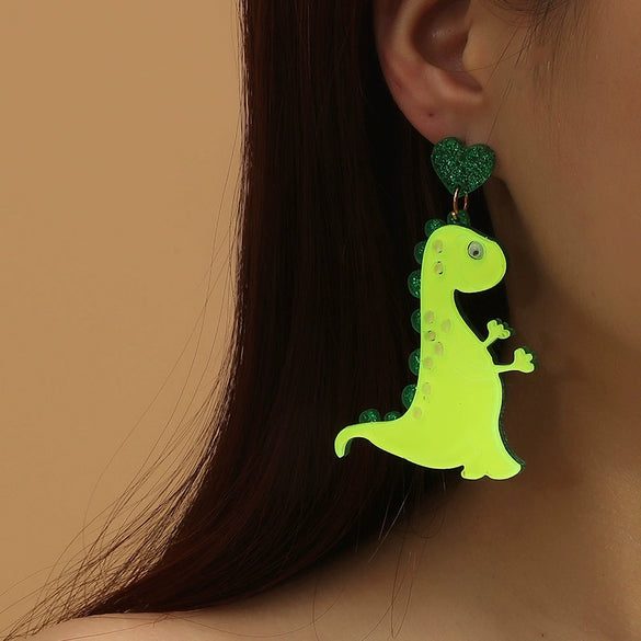 Fashion Exaggerated Acrylic Dinosaur Earrings Retro Creative Cute Animal Shape Earrings For Women