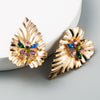 Fashion Exaggerated Alloy Heart Shape Rhinestone Earrings For Women Simple Creative Bohemian Style