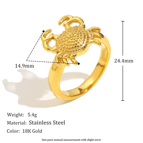 Fashion Exaggerated Animal Zodiac Stainless Steel 18K Gold Plated Ring Bracelets