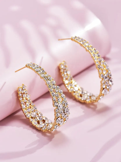 Fashion Exaggerated Arc Earrings Rhinestone Earrings