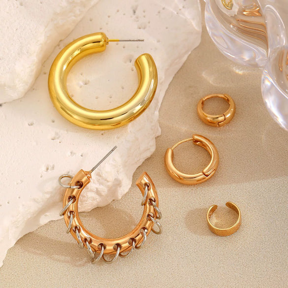 Fashion Exaggerated Distinctive Women's Ear Clip Ear Ring Ear Buckle Ear Bone Clip Retro Style Alloy Geometric Electroplating