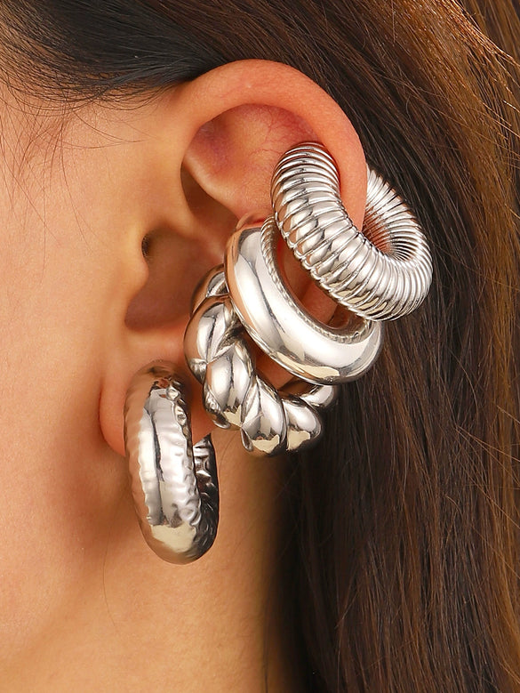 Fashion Exaggerated Distinctive Women's Ear Clip Ear Ring Ear Buckle Ear Bone Clip Retro Style Alloy Geometric Electroplating